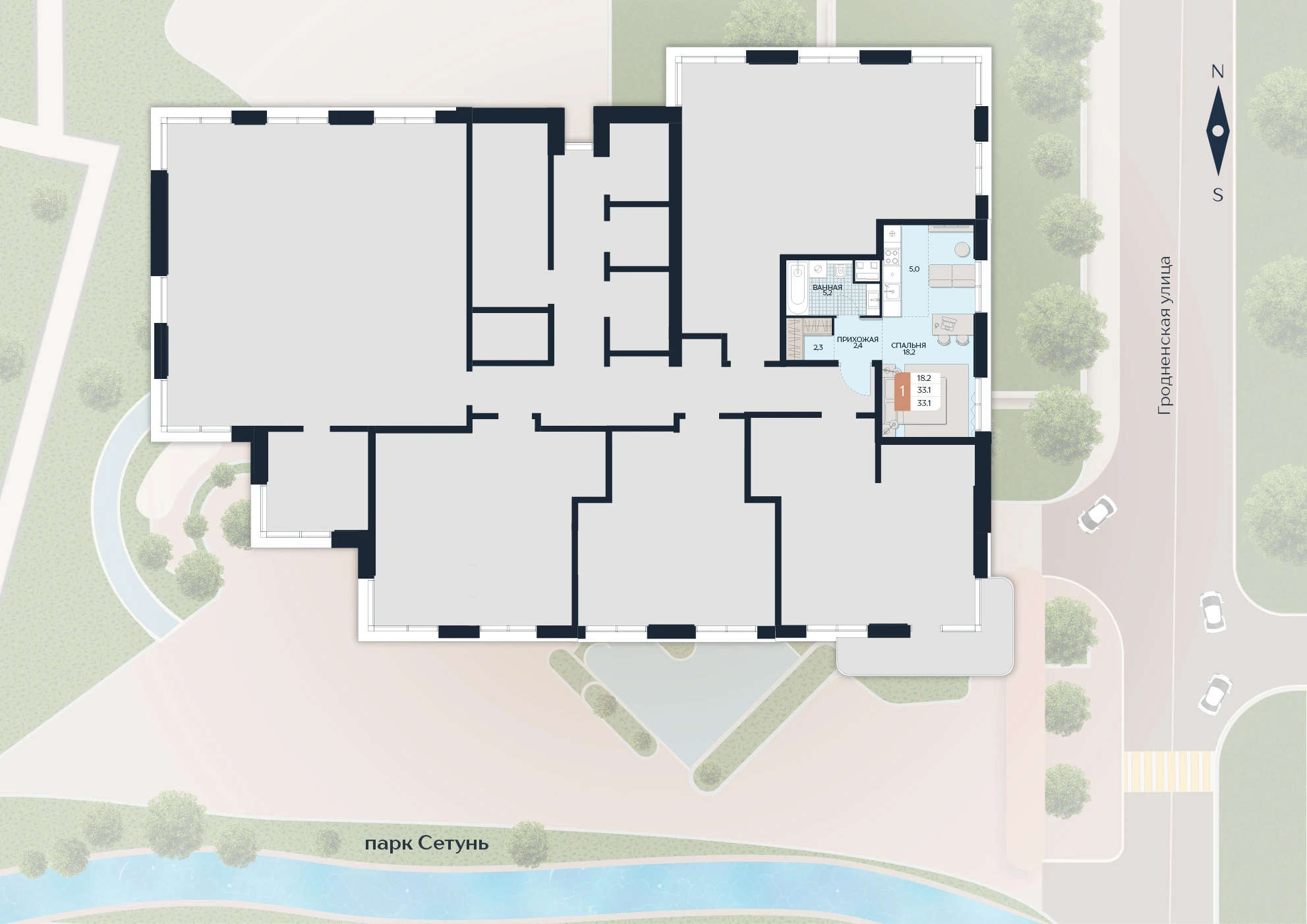Расположение квартиры 163 на плане здания