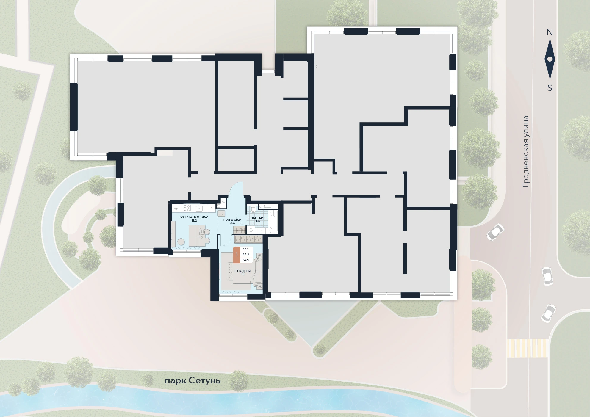 Расположение квартиры 93 на плане здания