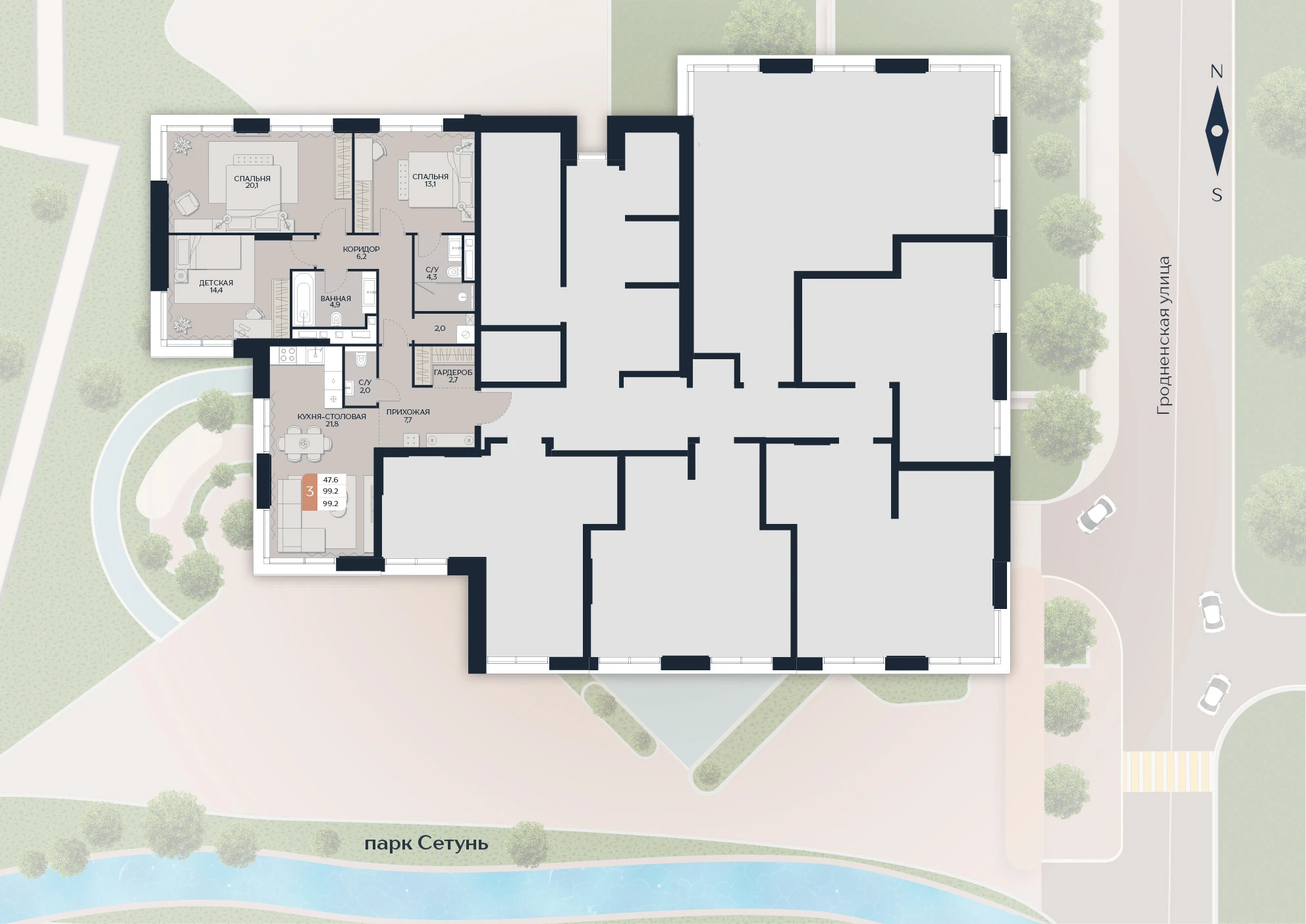 Расположение квартиры 106 на плане здания