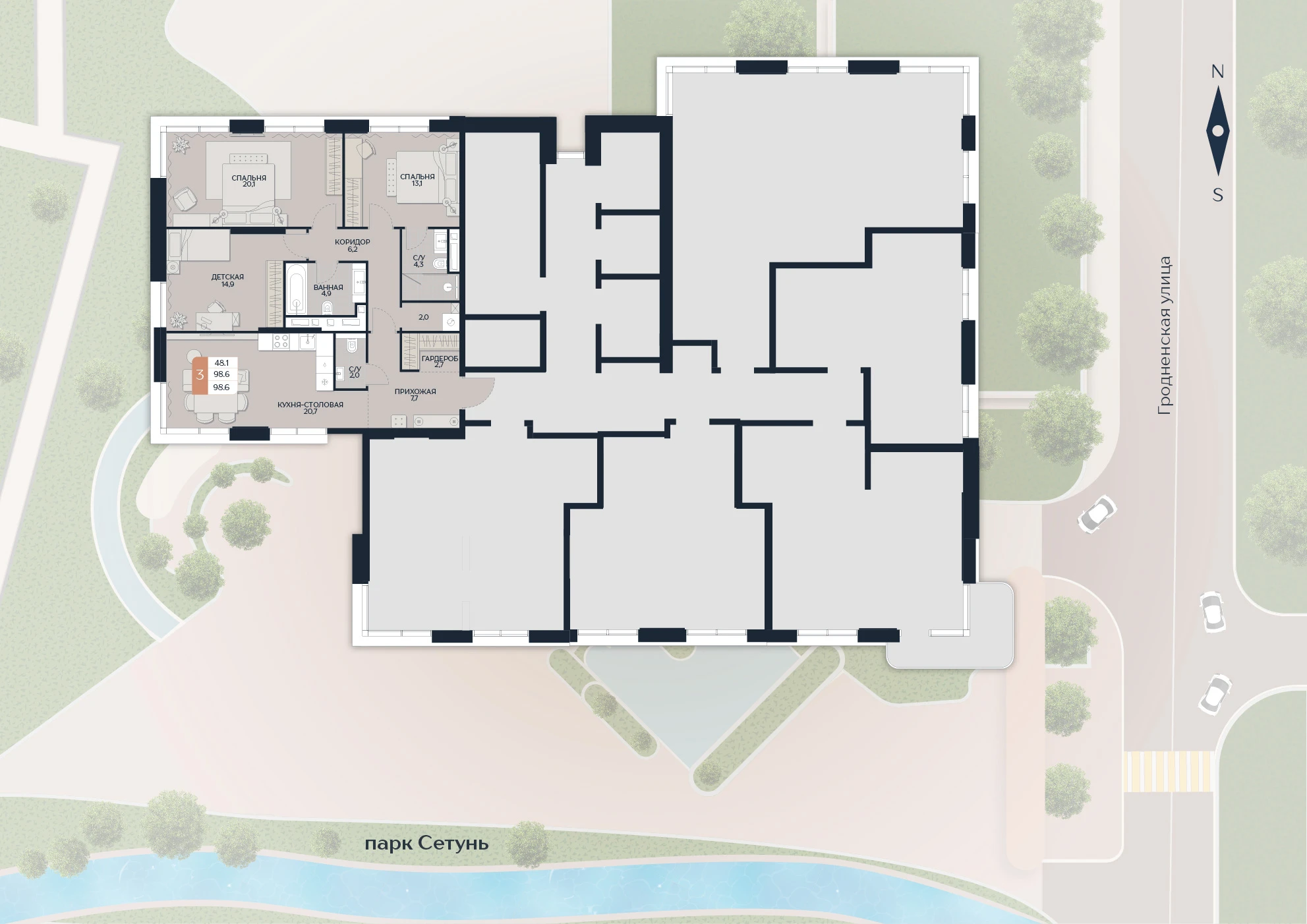 Расположение квартиры 173 на плане здания