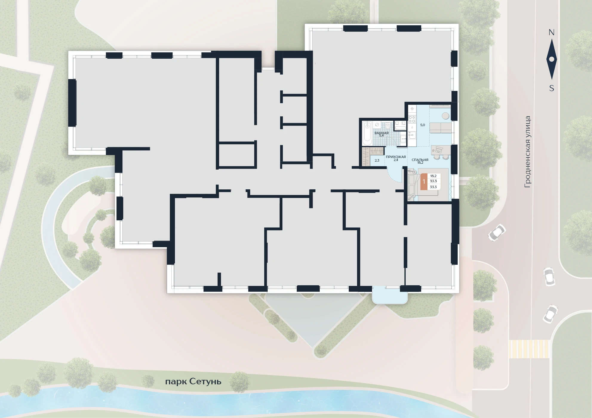 Расположение квартиры 127 на плане здания