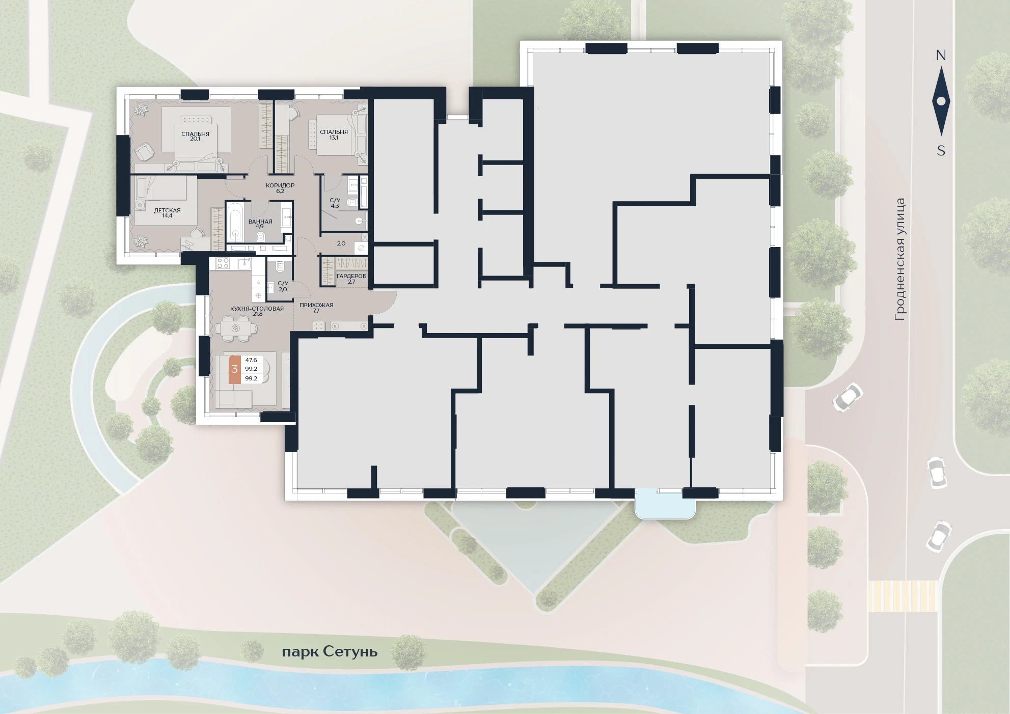 Расположение квартиры 131 на плане здания