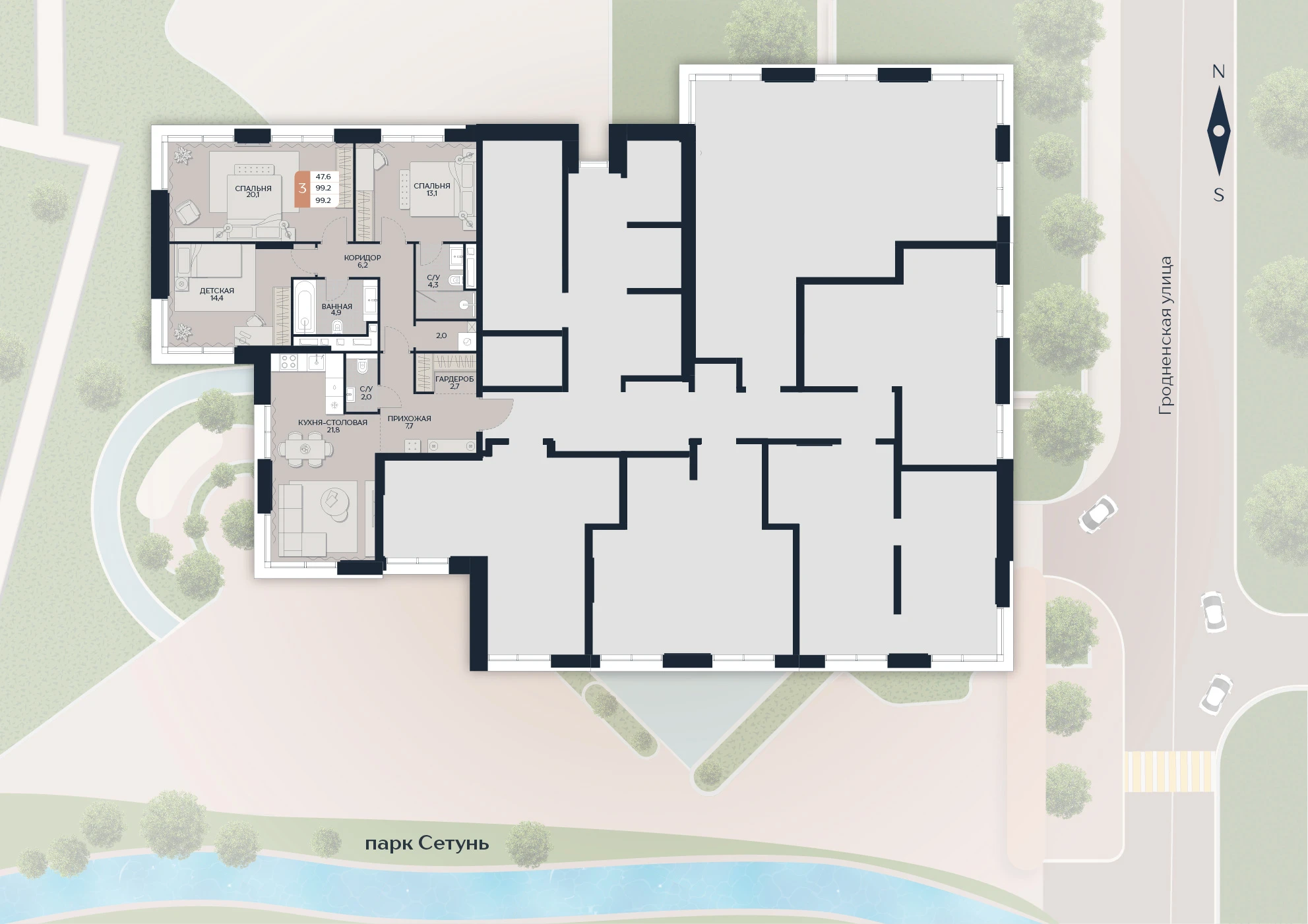 Расположение квартиры 113 на плане здания