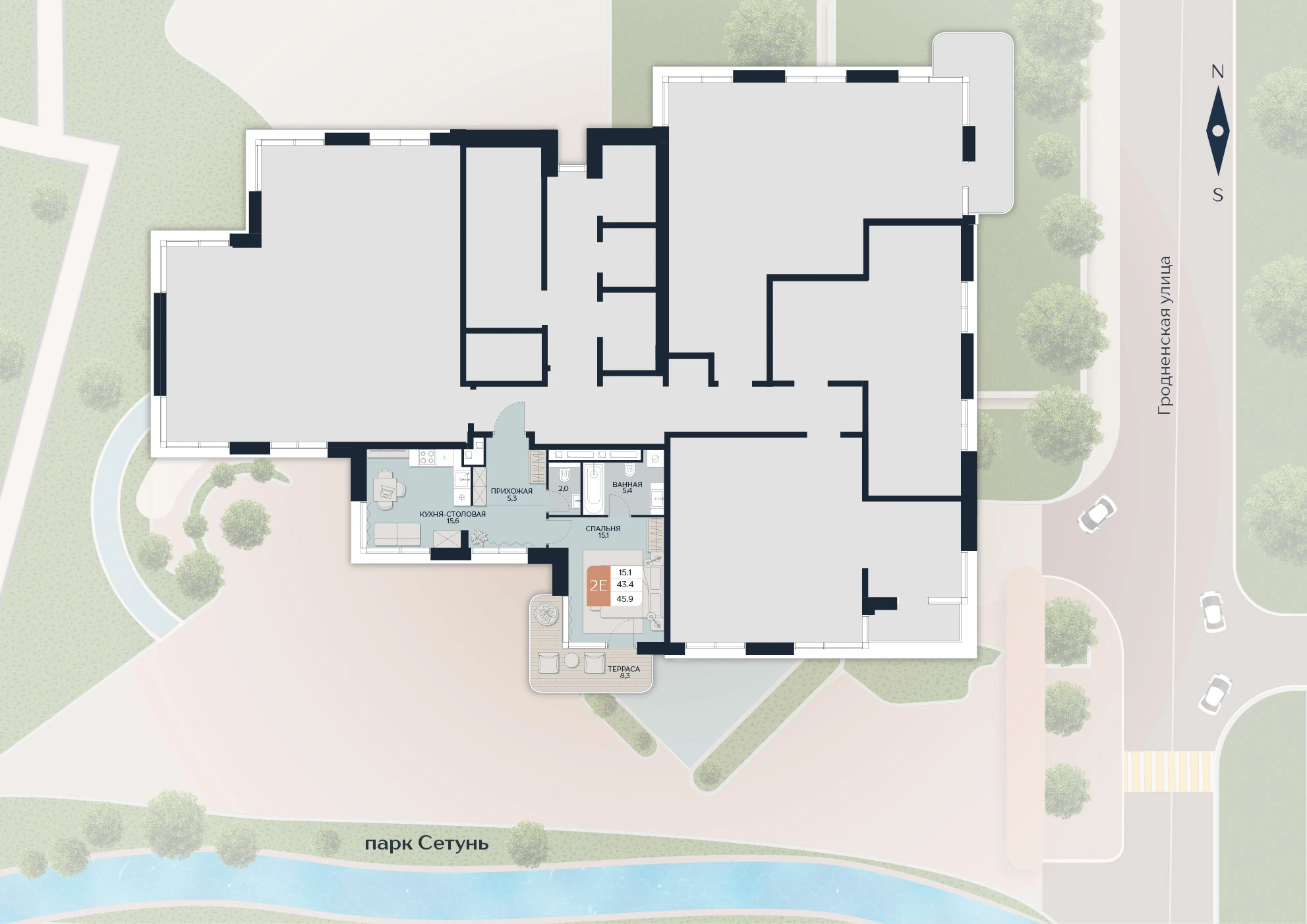 Расположение квартиры 199 на плане здания