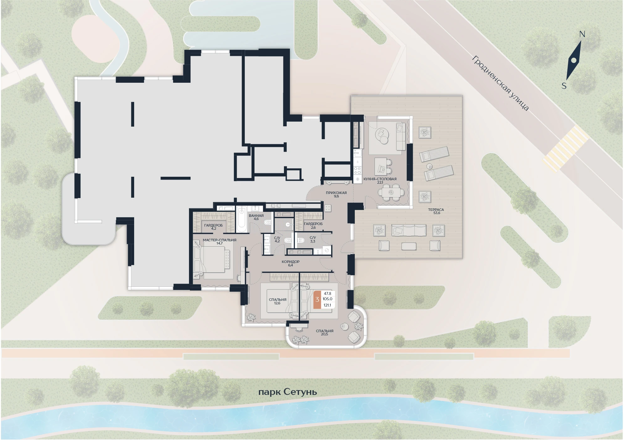 Расположение квартиры 41 на плане здания
