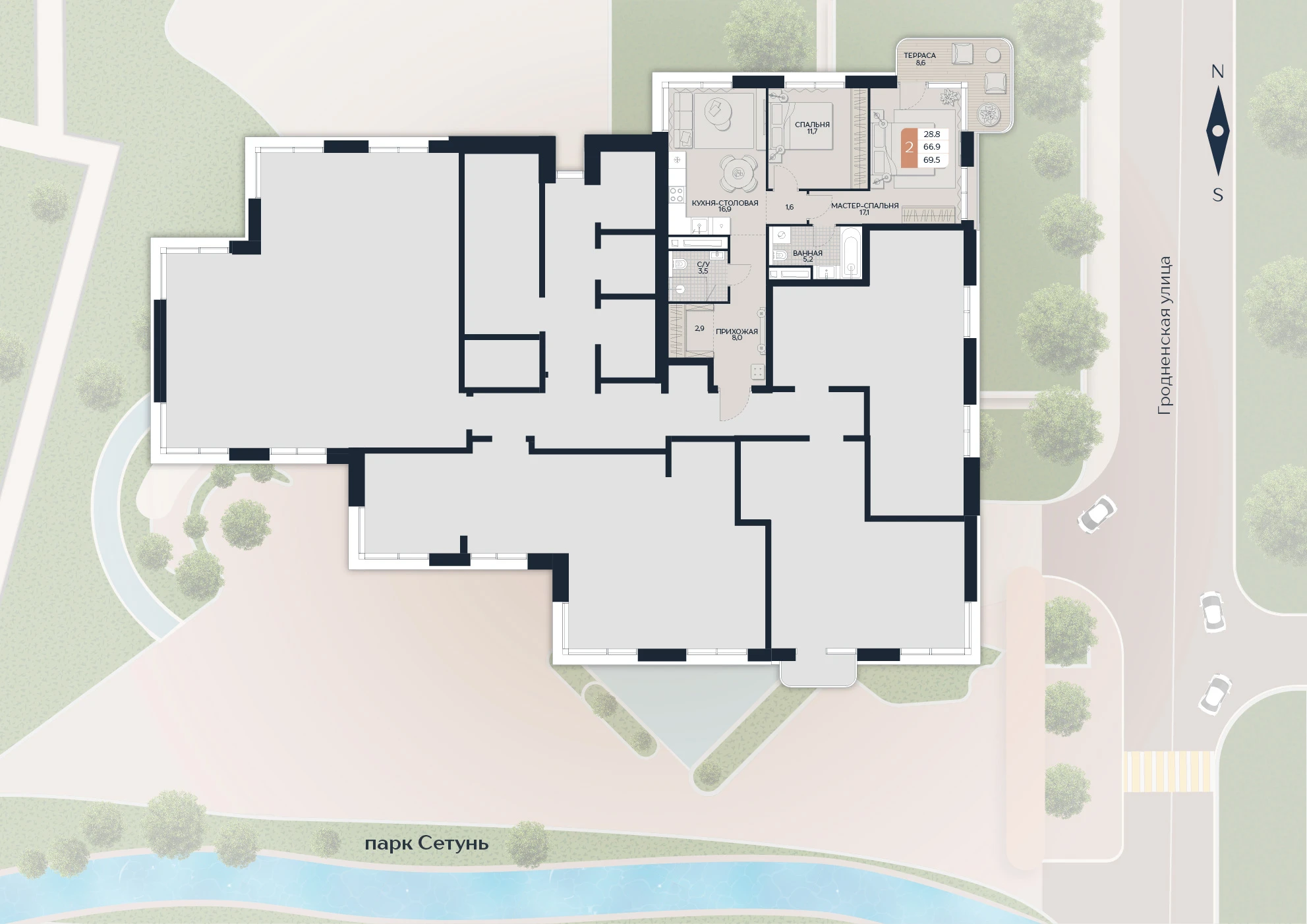 Расположение квартиры 191 на плане здания