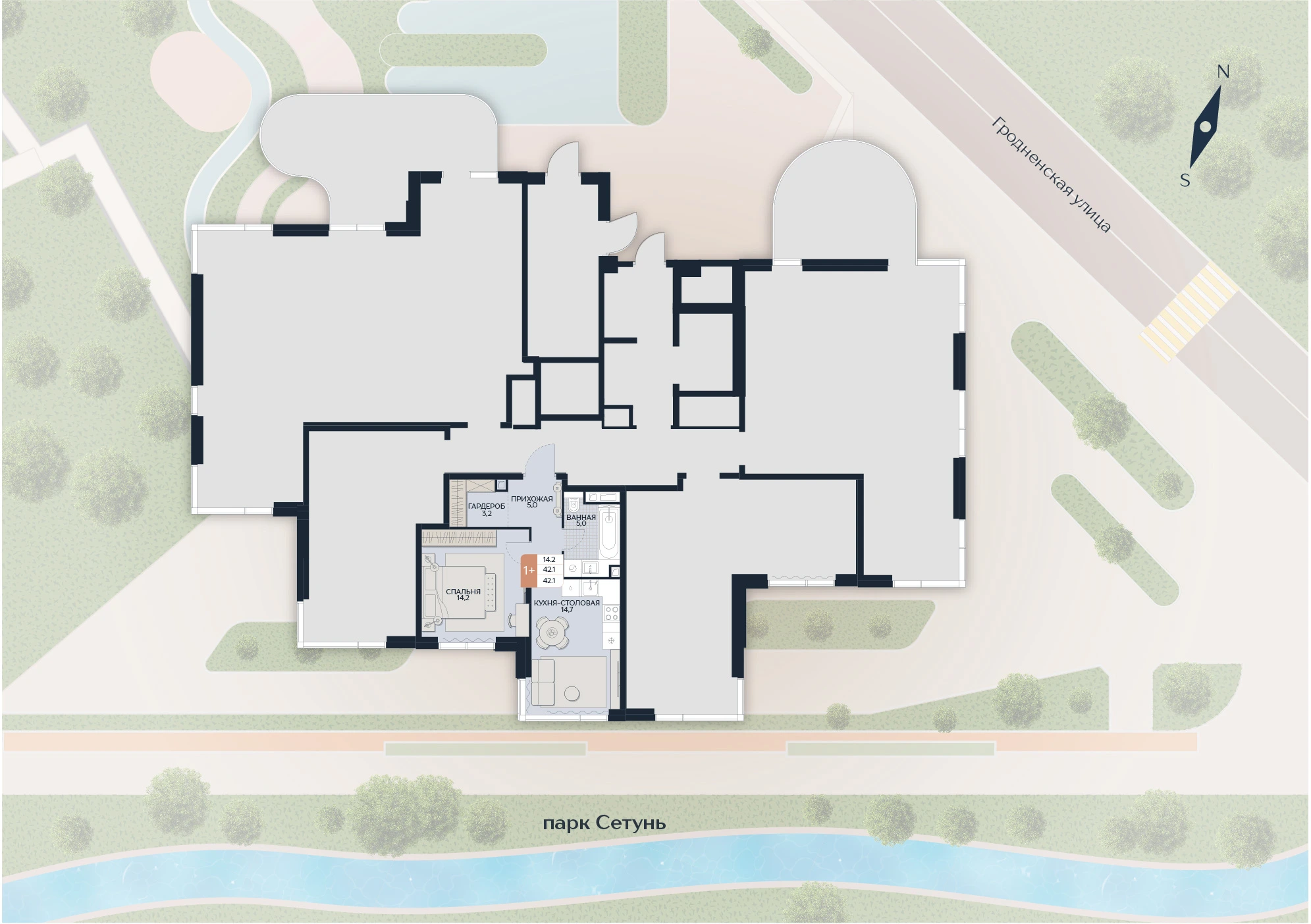 Расположение квартиры 3 на плане здания