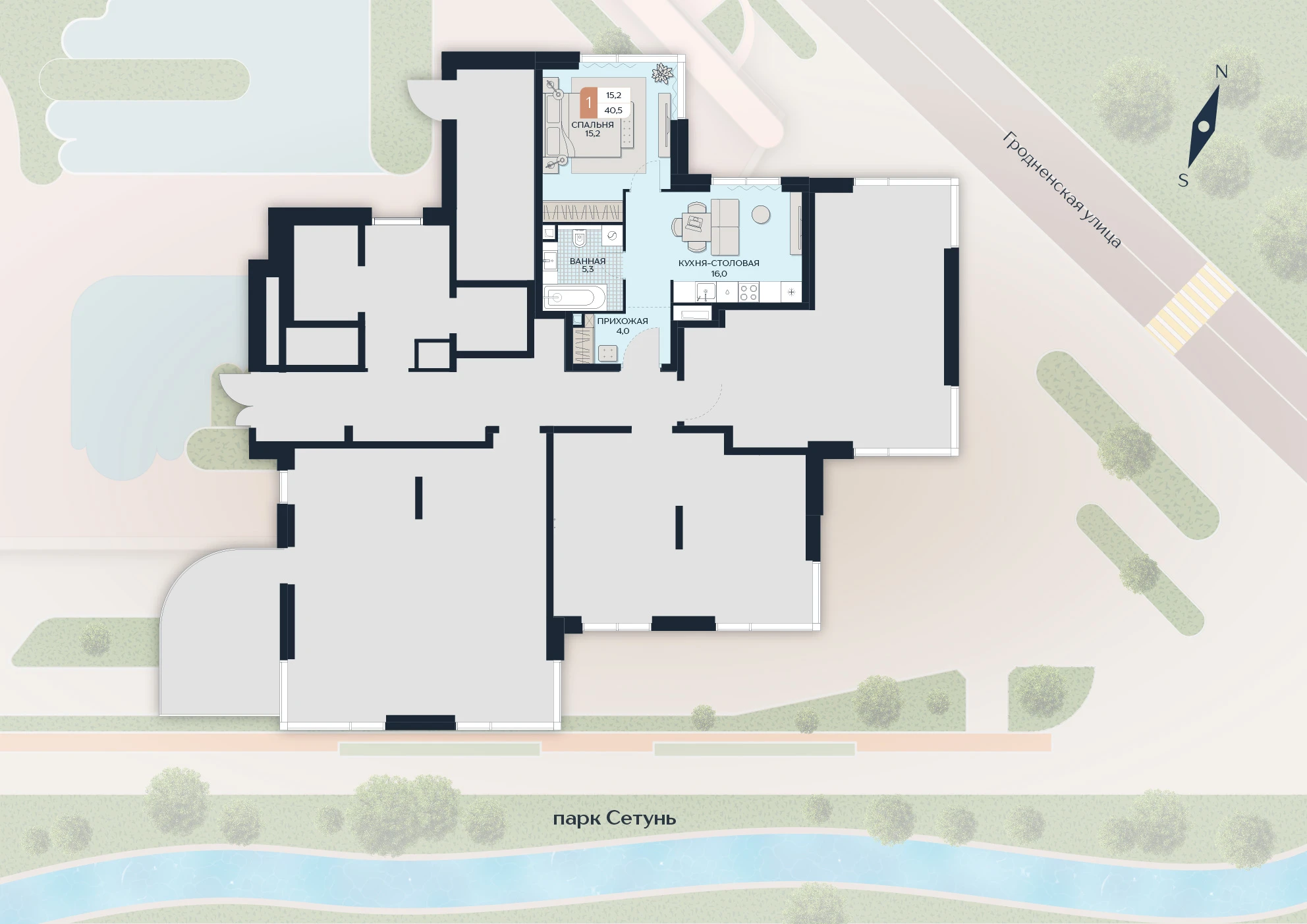 Расположение квартиры 46 на плане здания