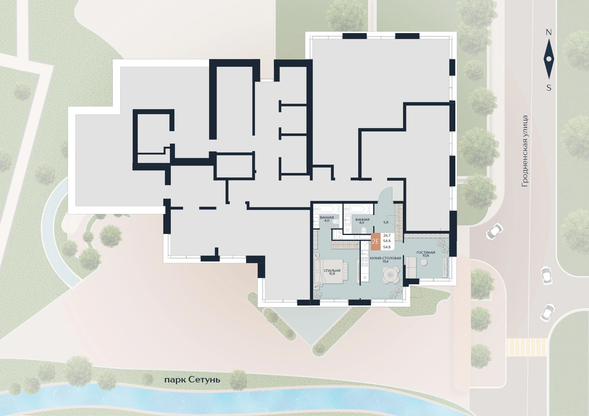 Расположение квартиры 203 на плане здания