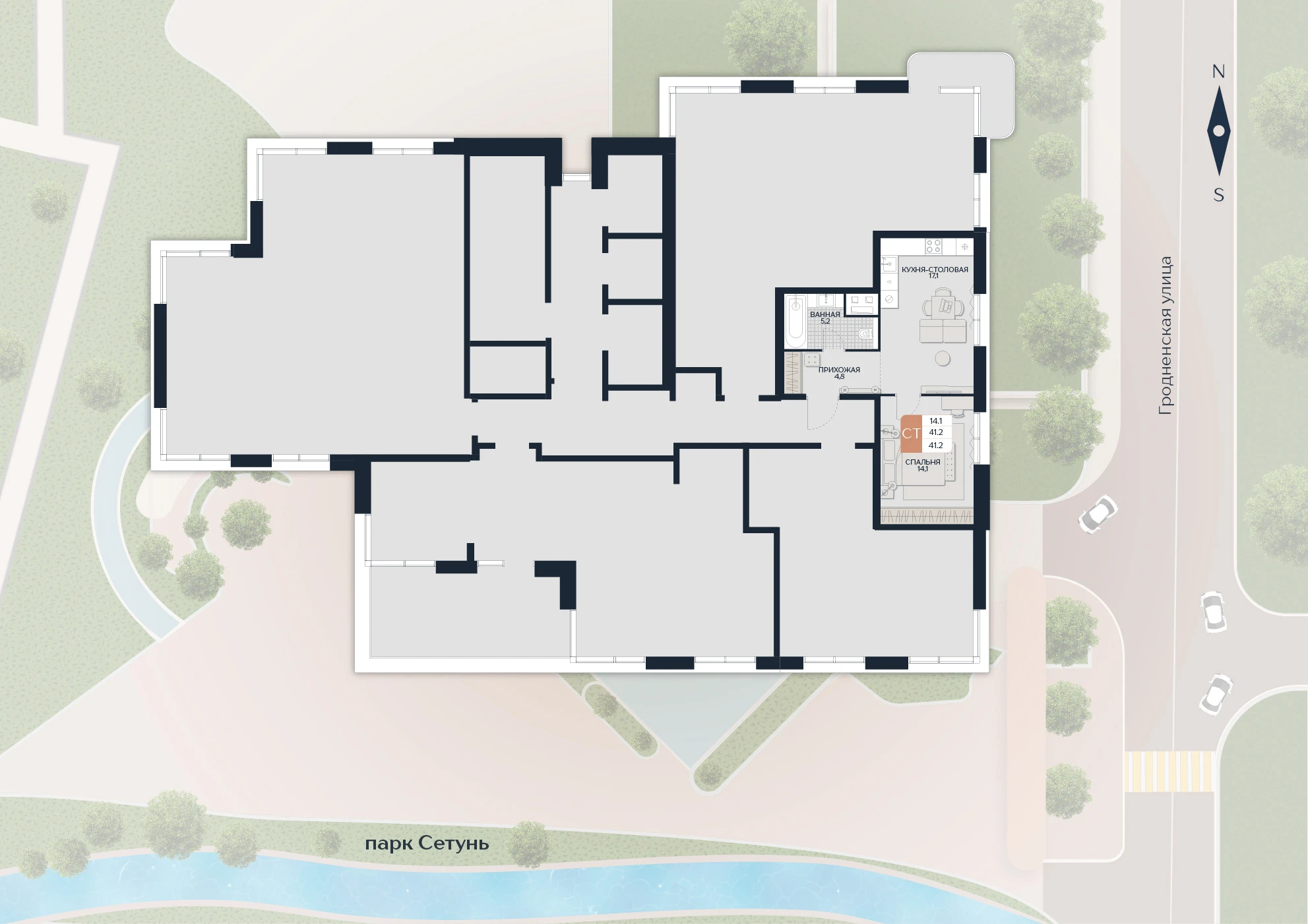 Расположение квартиры 187 на плане здания