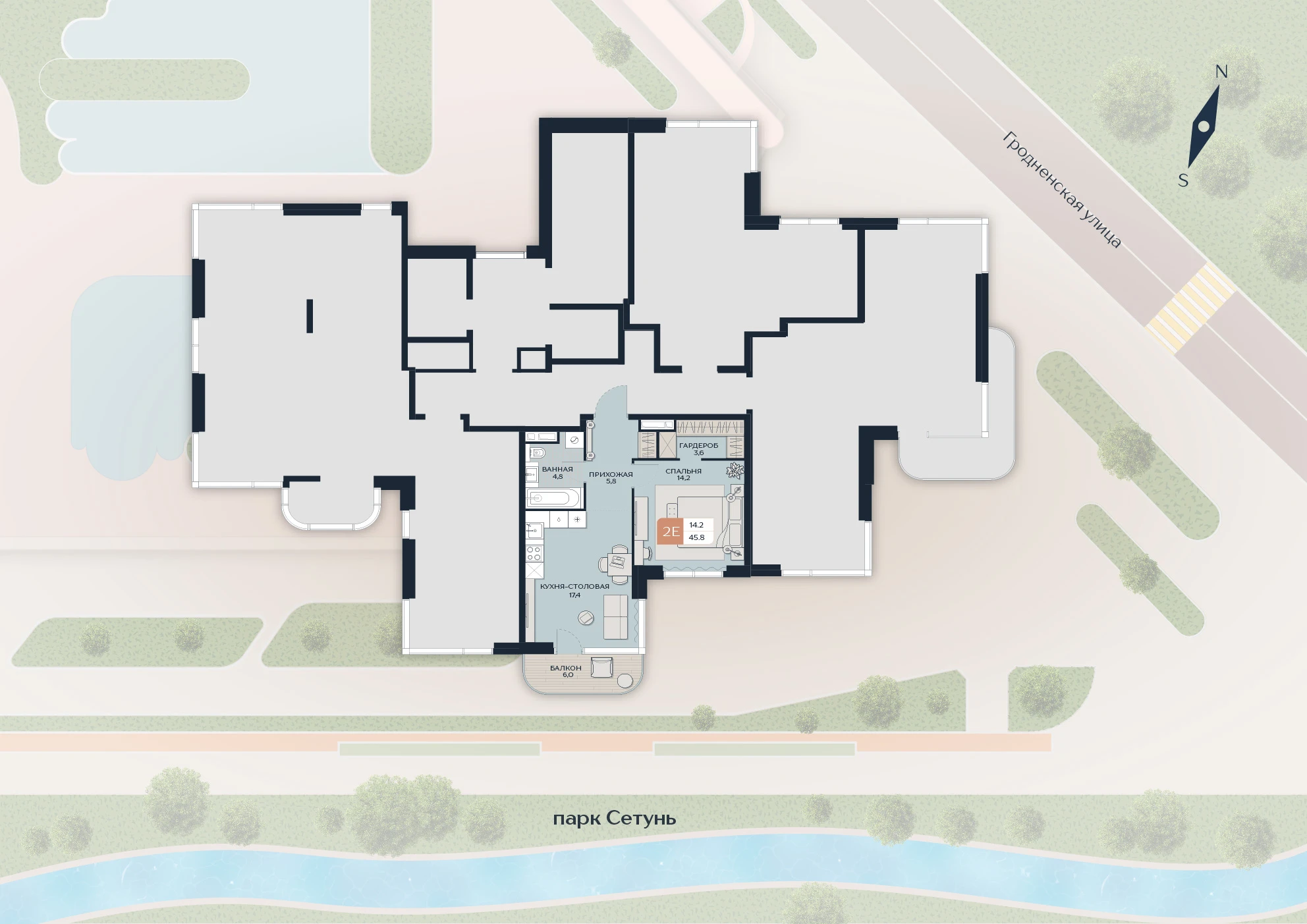 Расположение квартиры 64 на плане здания