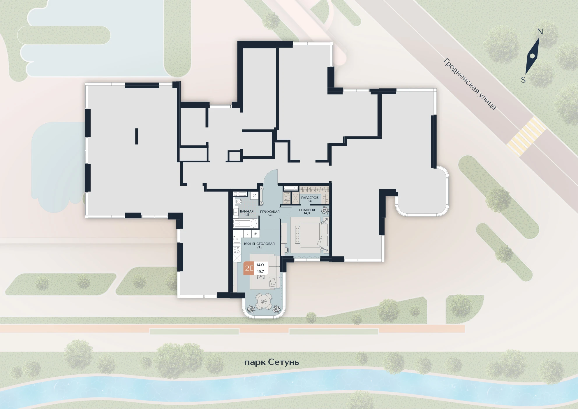 Расположение квартиры 56 на плане здания