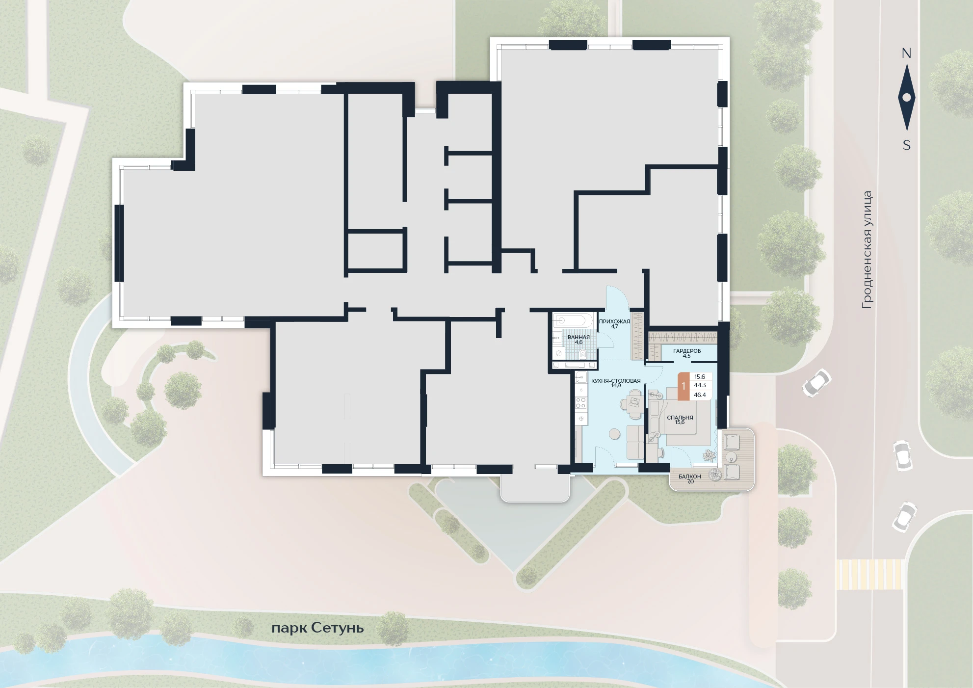 Расположение квартиры 182 на плане здания