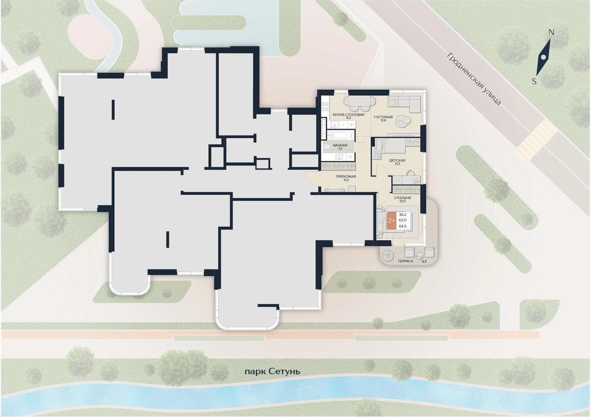 Расположение квартиры 33 на плане здания