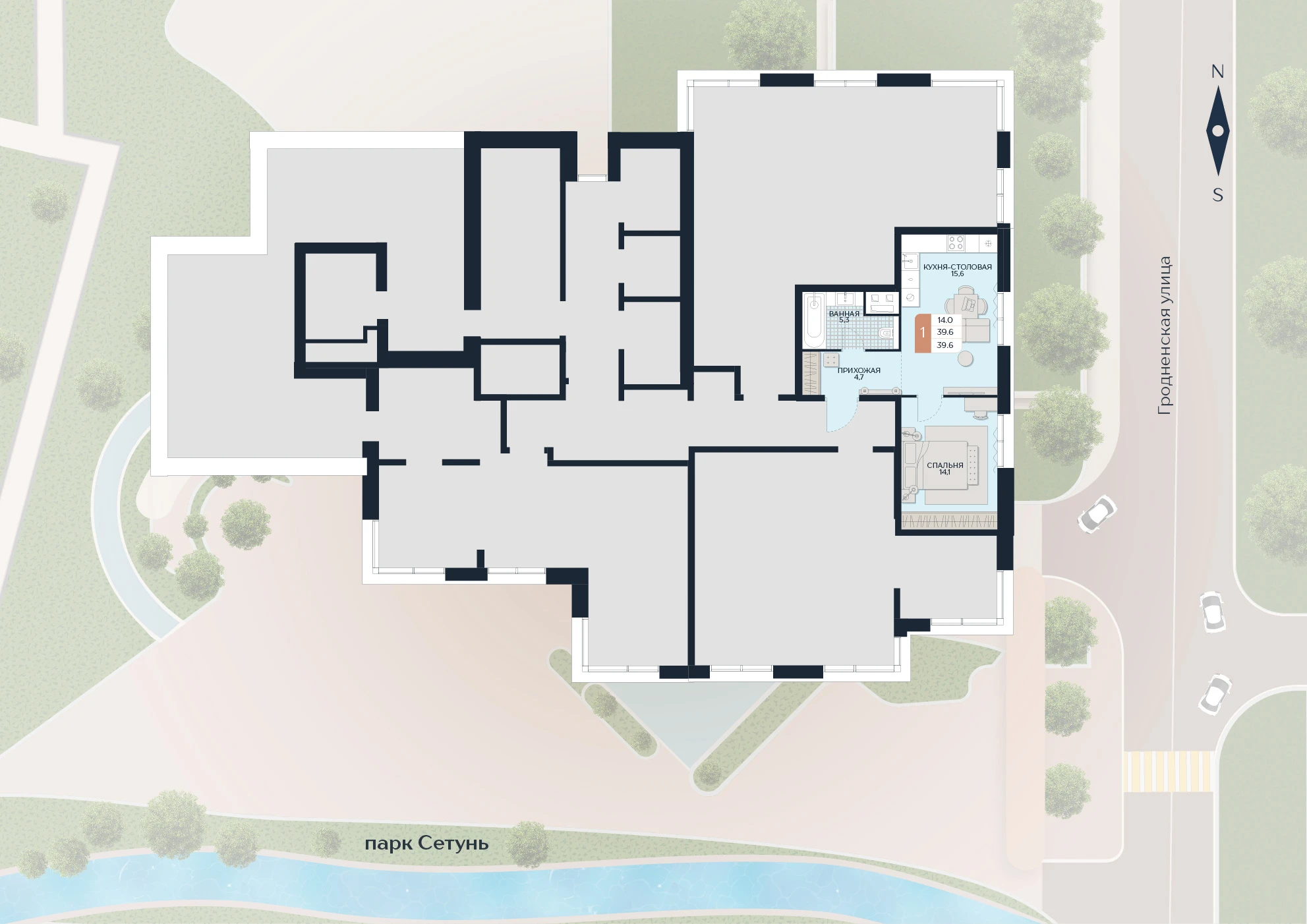 Расположение квартиры 202 на плане здания