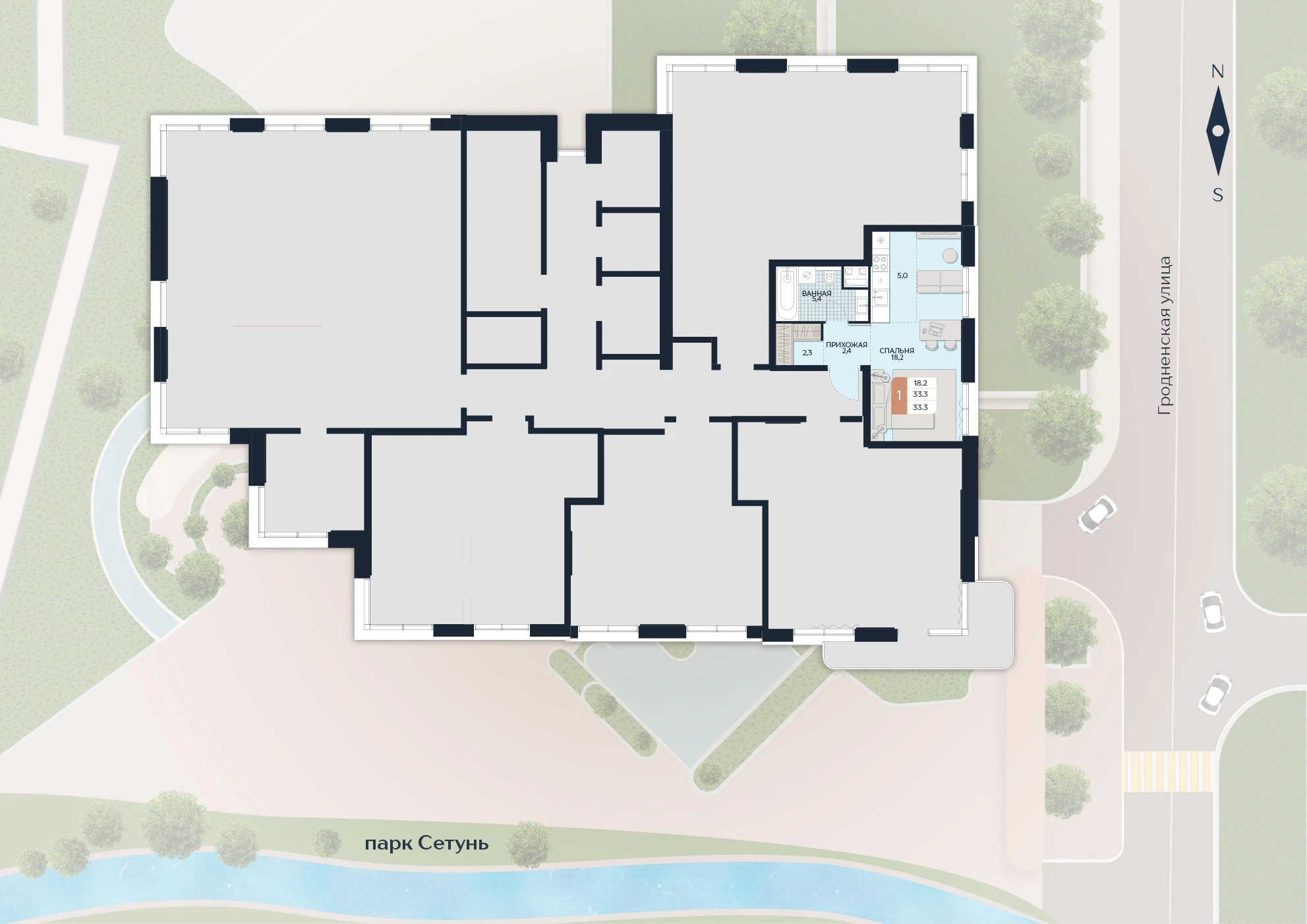 Расположение квартиры 151 на плане здания