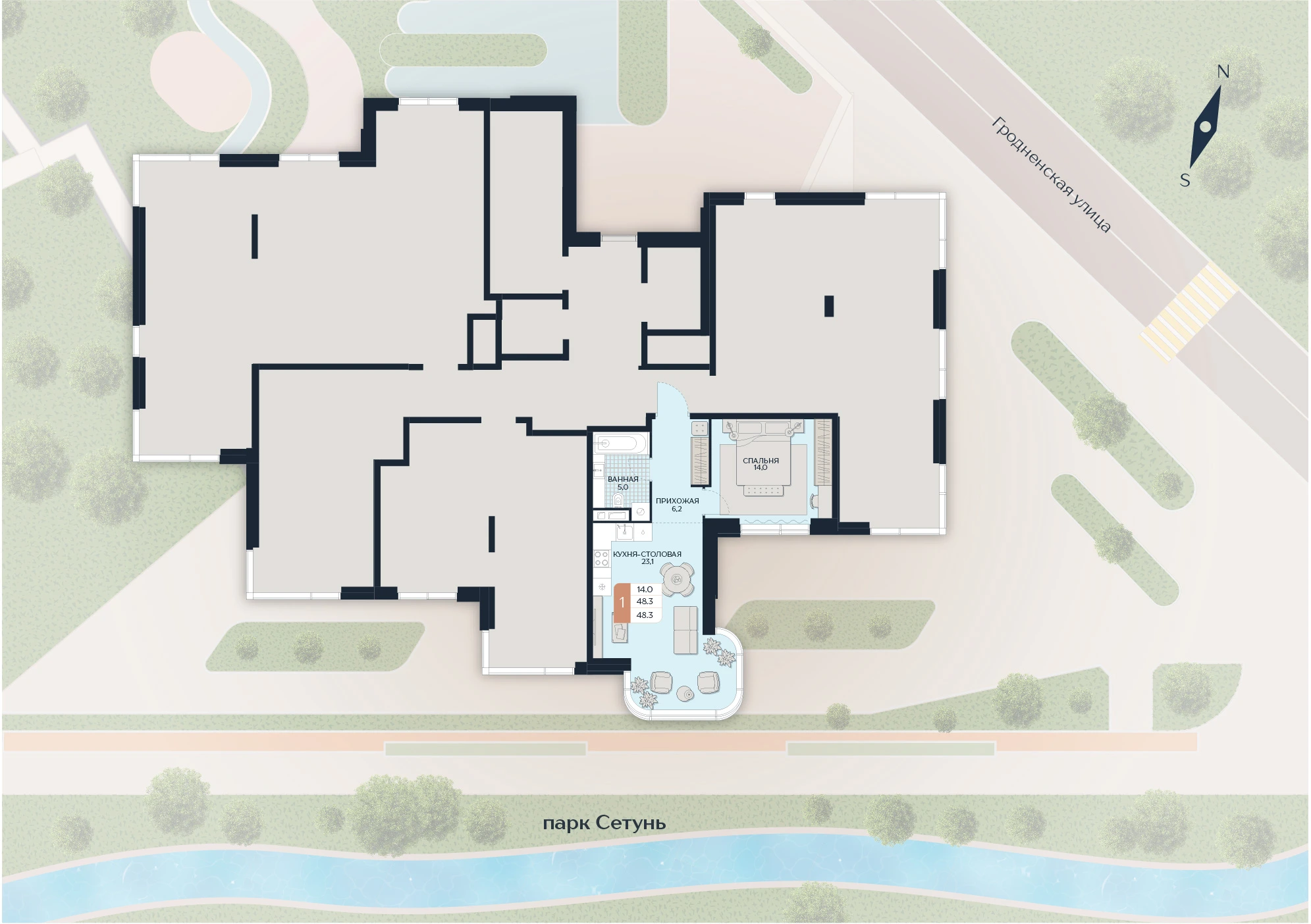 Расположение квартиры 7 на плане здания