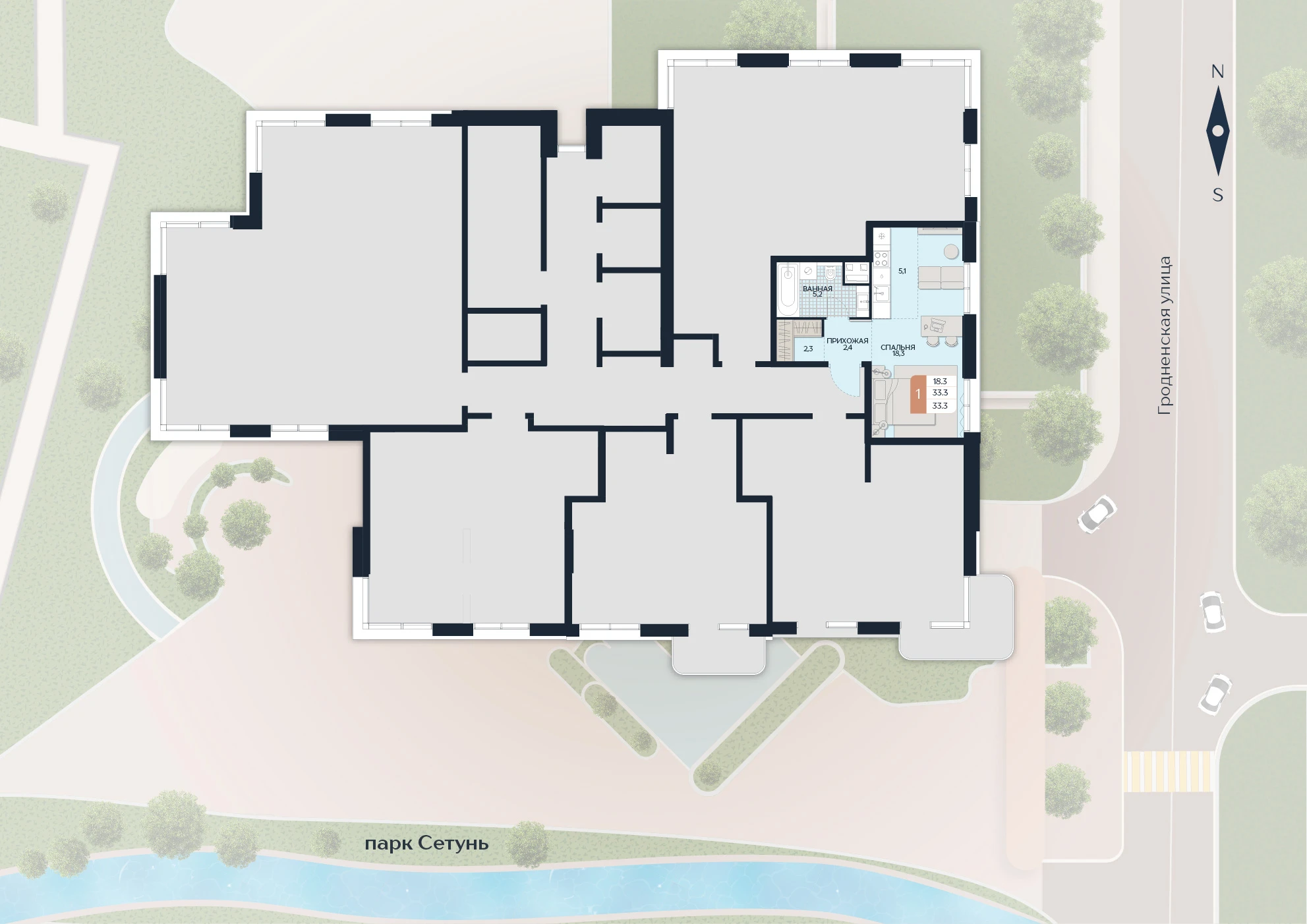 Расположение квартиры 181 на плане здания