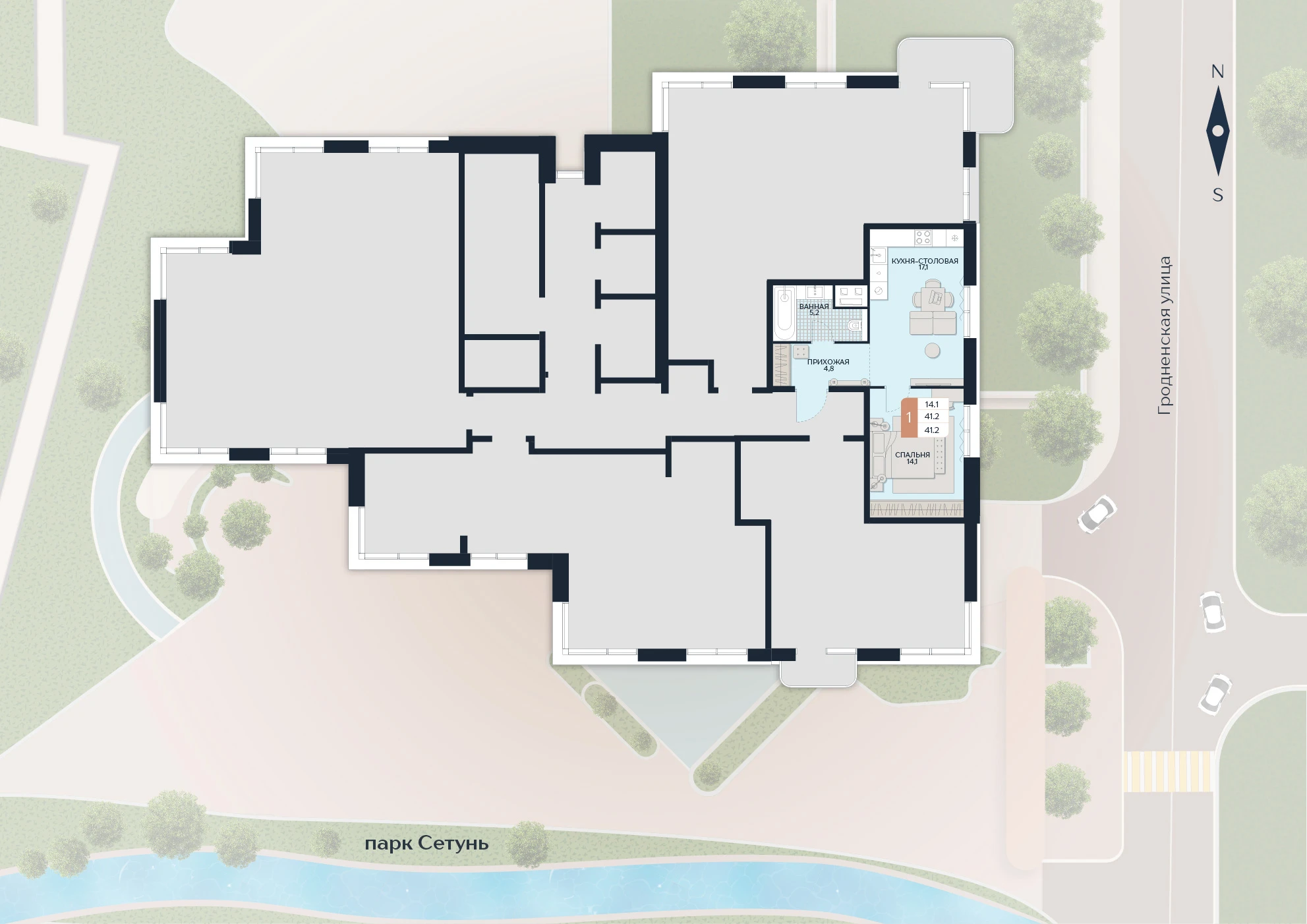 Расположение квартиры 192 на плане здания