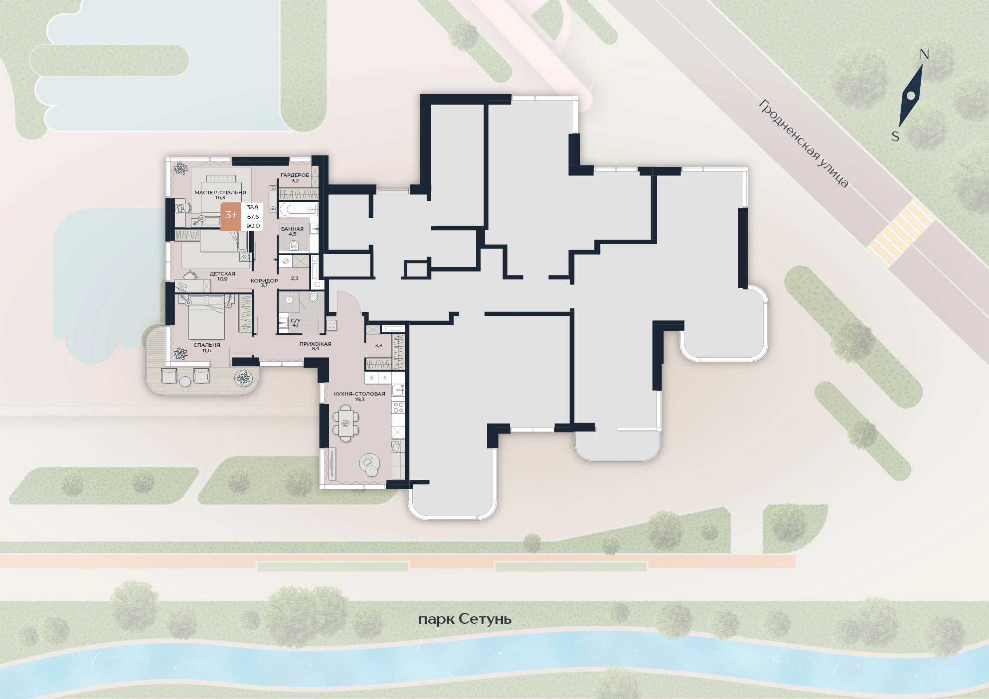 Расположение квартиры 73 на плане здания
