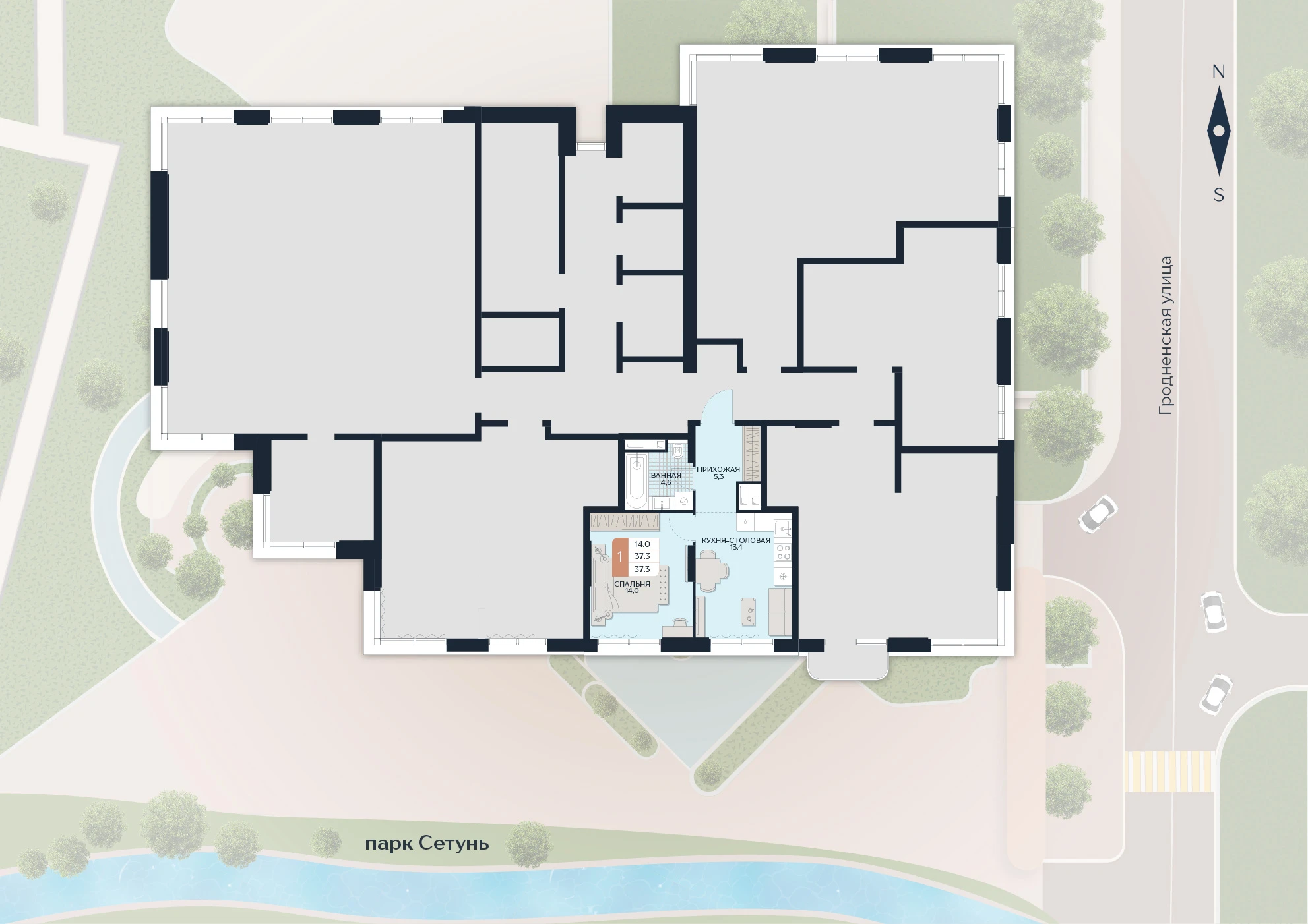 Расположение квартиры 147 на плане здания