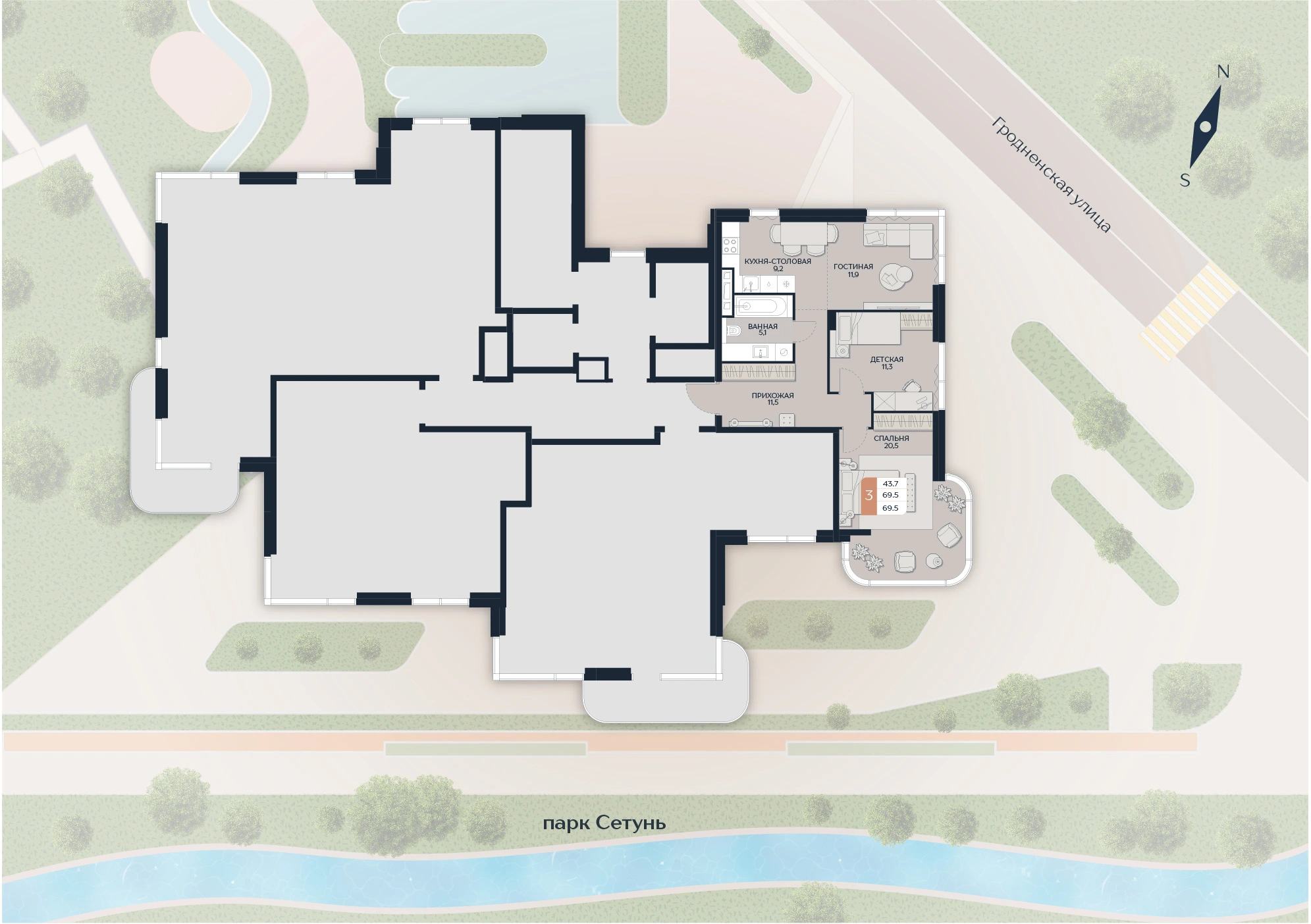 Расположение квартиры 29 на плане здания