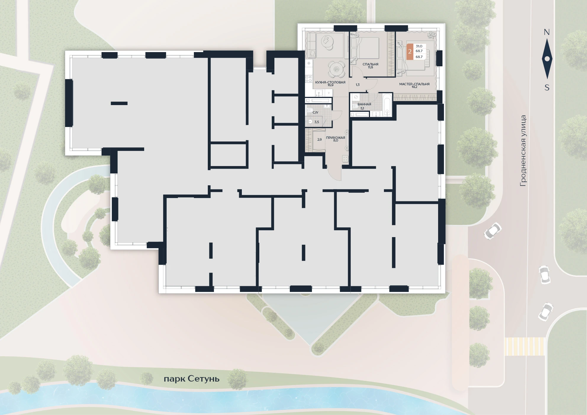 Расположение квартиры 138 на плане здания