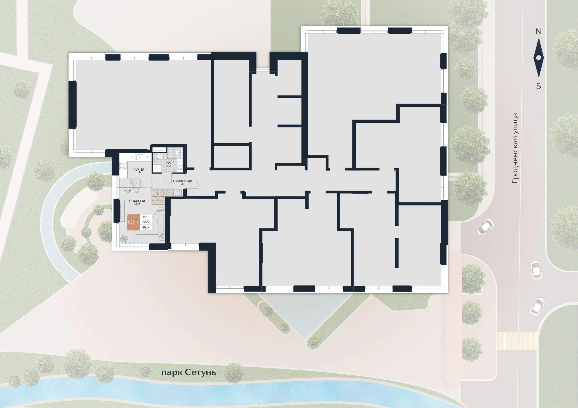 Расположение квартиры 94 на плане здания