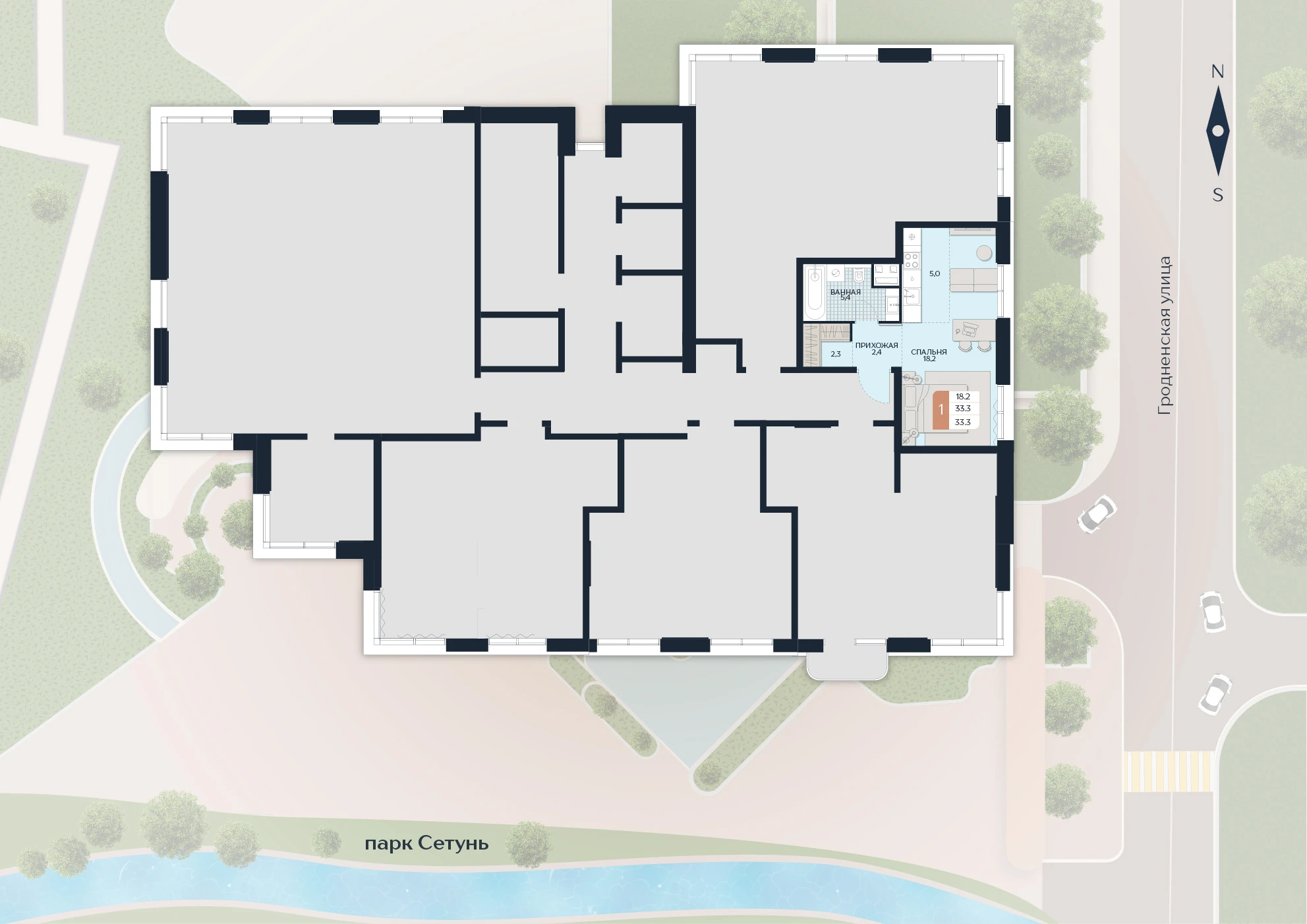 Расположение квартиры 145 на плане здания