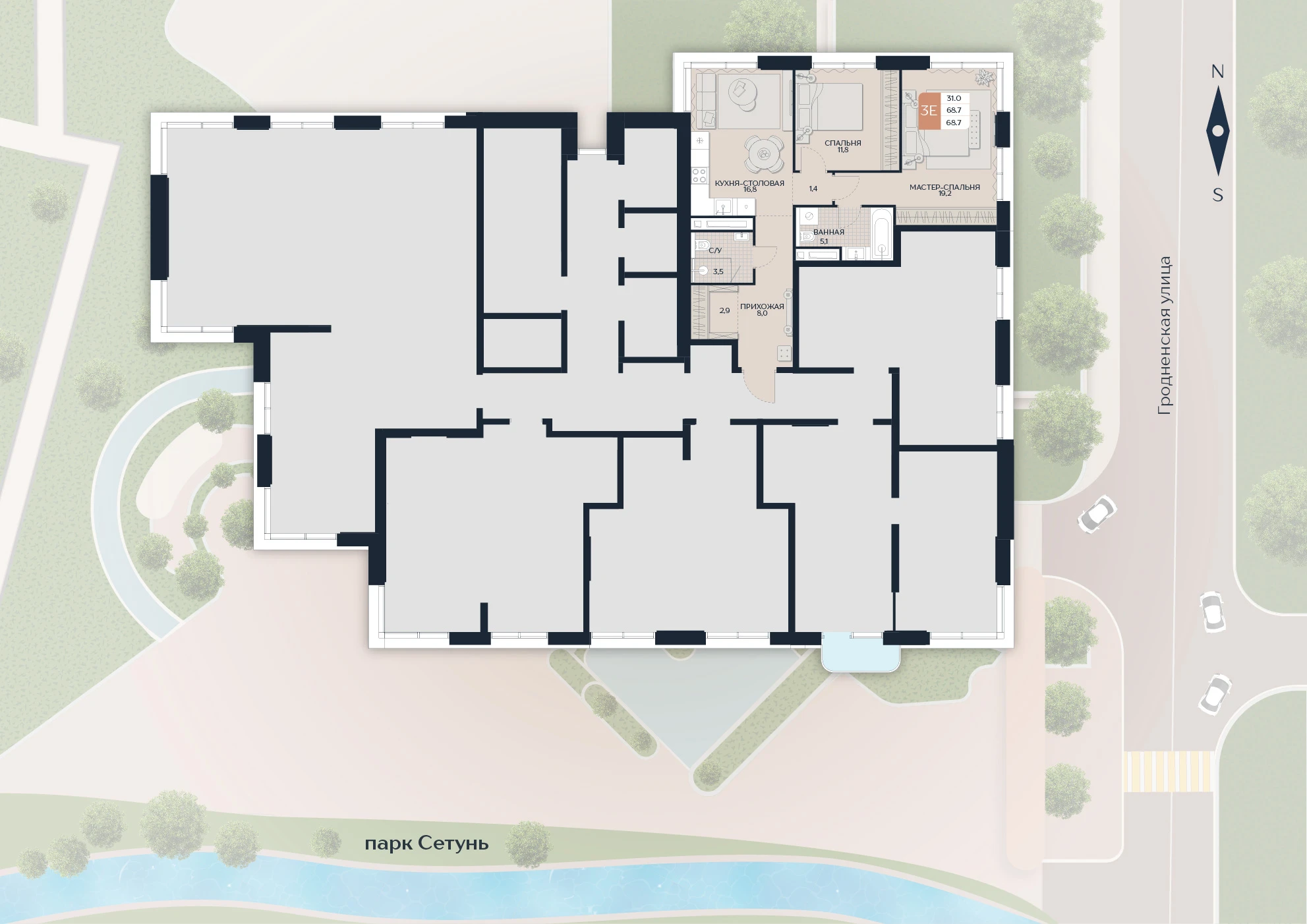 Расположение квартиры 126 на плане здания