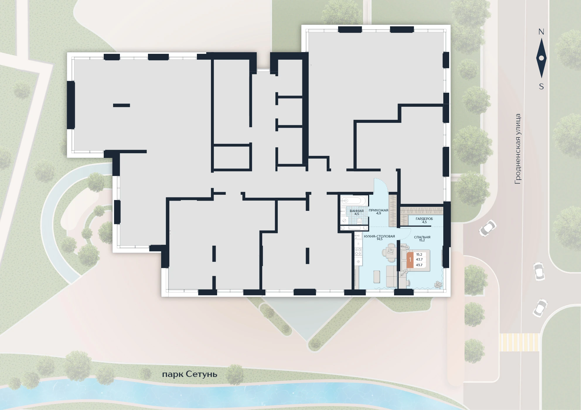 Расположение квартиры 134 на плане здания