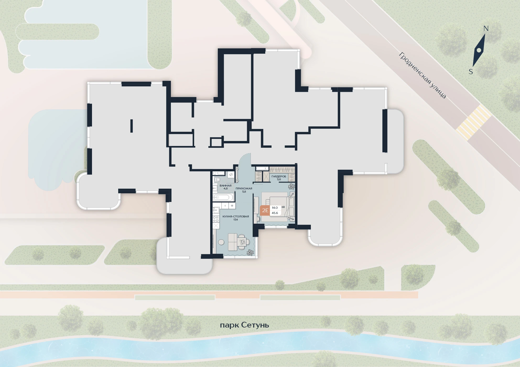 Расположение квартиры 68 на плане здания