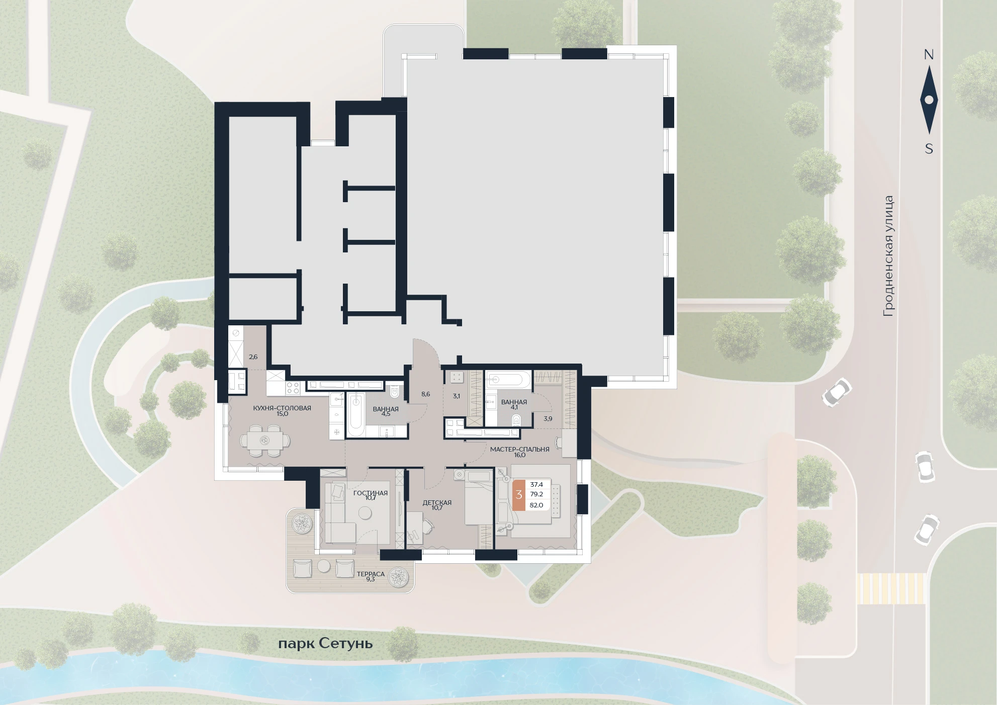 Расположение квартиры 220 на плане здания