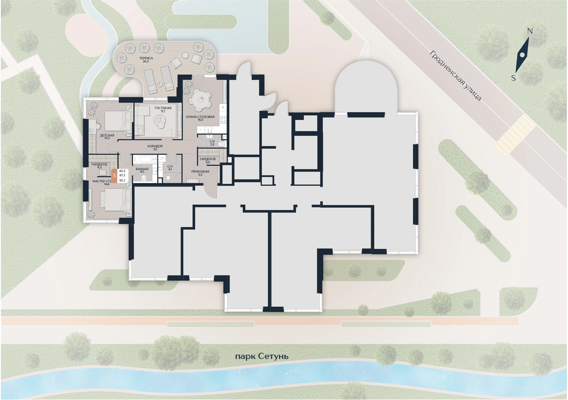 Расположение квартиры 5 на плане здания