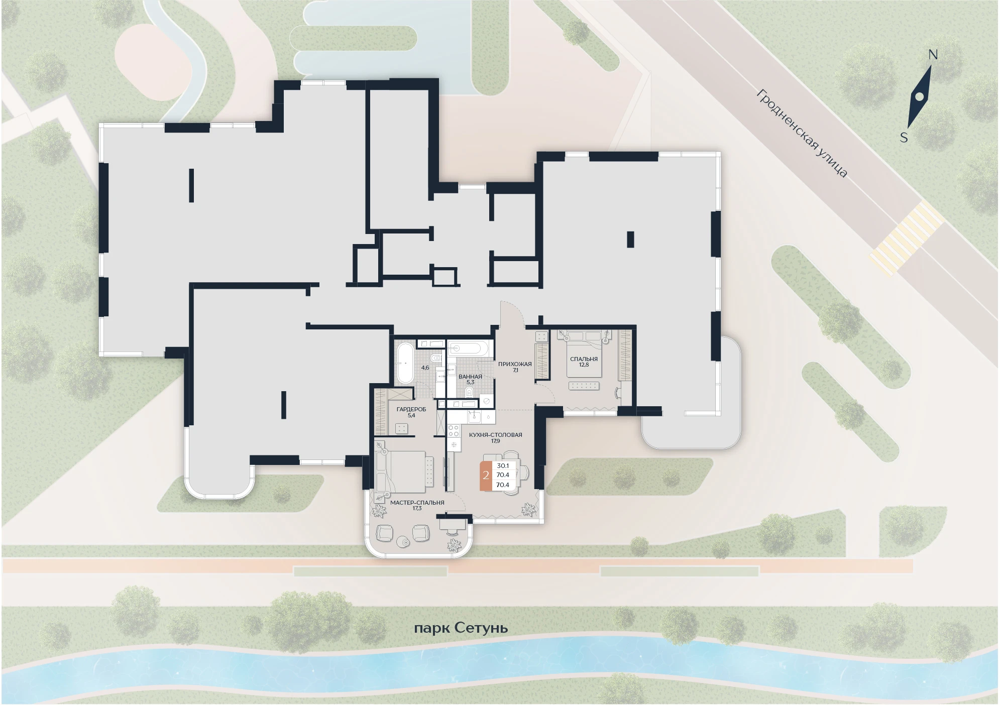 Расположение квартиры 34 на плане здания