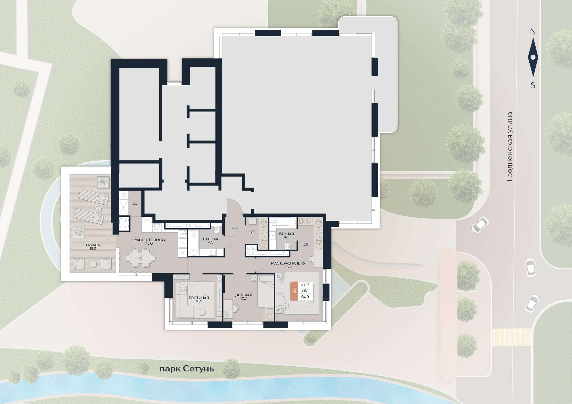 Расположение квартиры 218 на плане здания