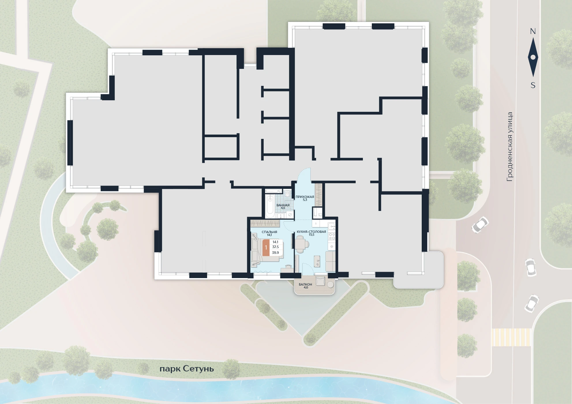 Расположение квартиры 183 на плане здания