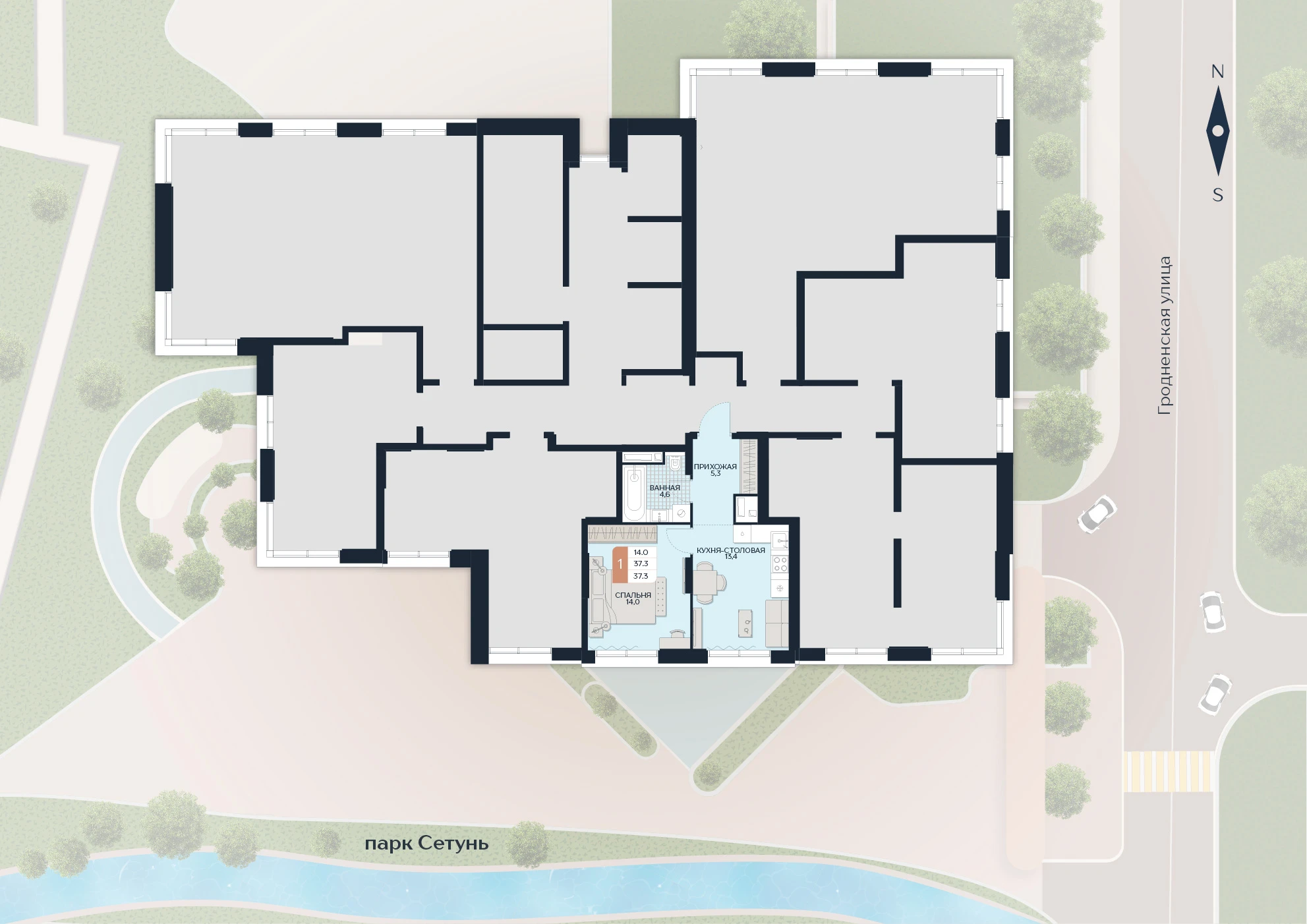 Расположение квартиры 92 на плане здания